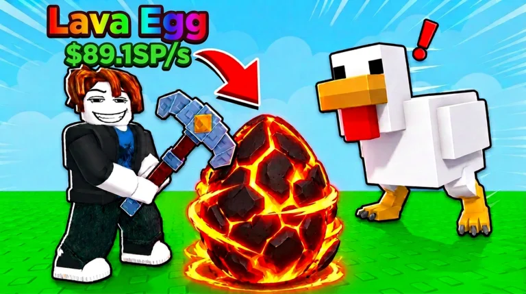 Break and Steal an Egg Roblox thumbnail showing a labeled egg and cash rate